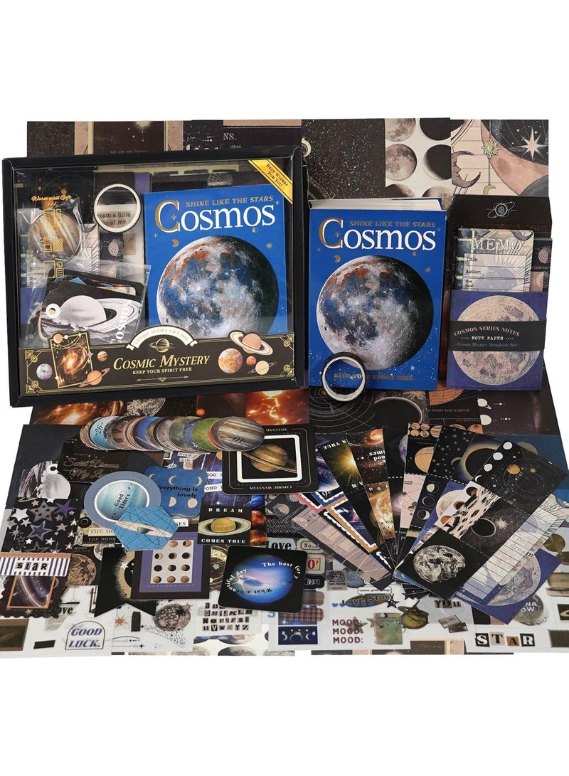 سيوسي Retro Scrapbooking Kit, Mystery Space-Themed Craft Supplies, DIY Planner Decorations, Bullet Journaling Materials, Collage Art Set with Stickers, Washi Tapes & Ephemera (154-Piece) - Image 1